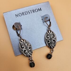 Nordstrom Silver Earrings with Black Accents